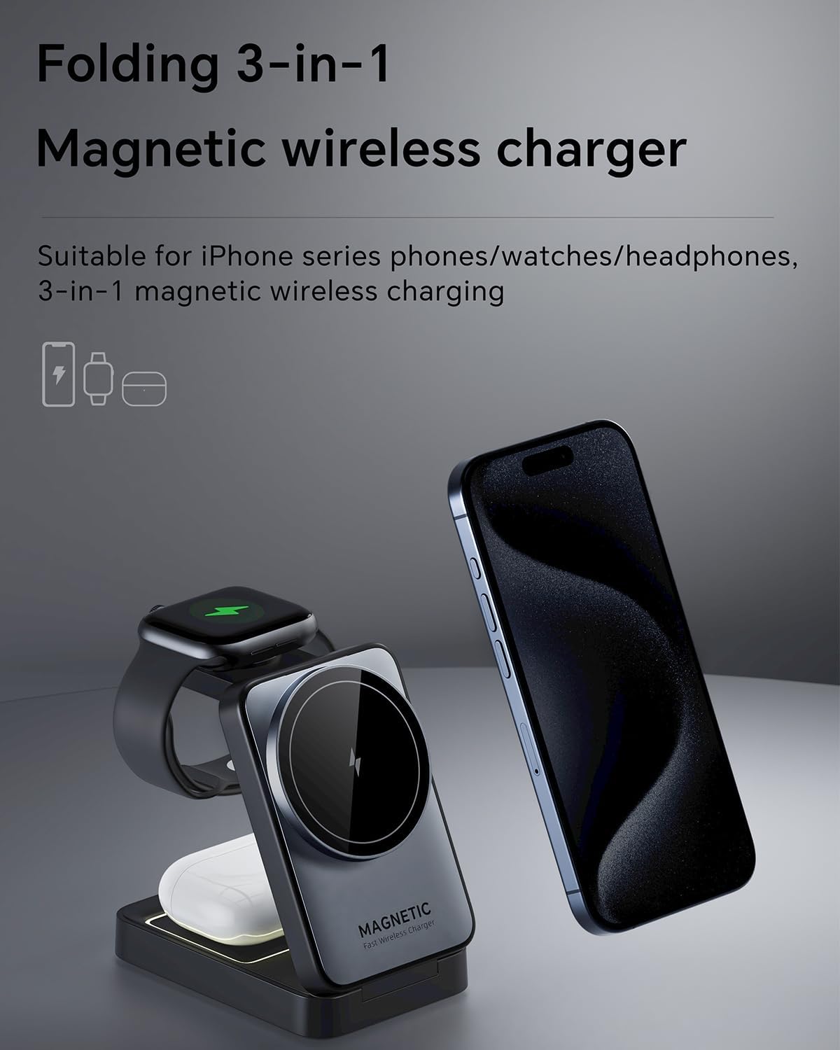 Magnetic 3in1 Foldable Wireless Charger For IPhone【Middle Level】