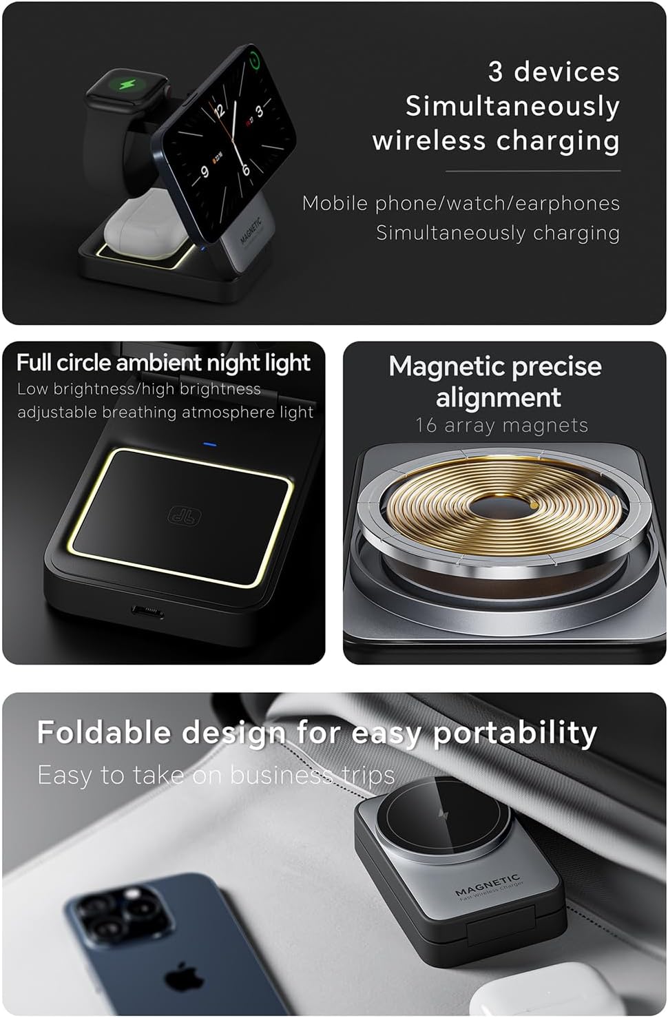 Magnetic 3in1 Foldable Wireless Charger For IPhone【Middle Level】